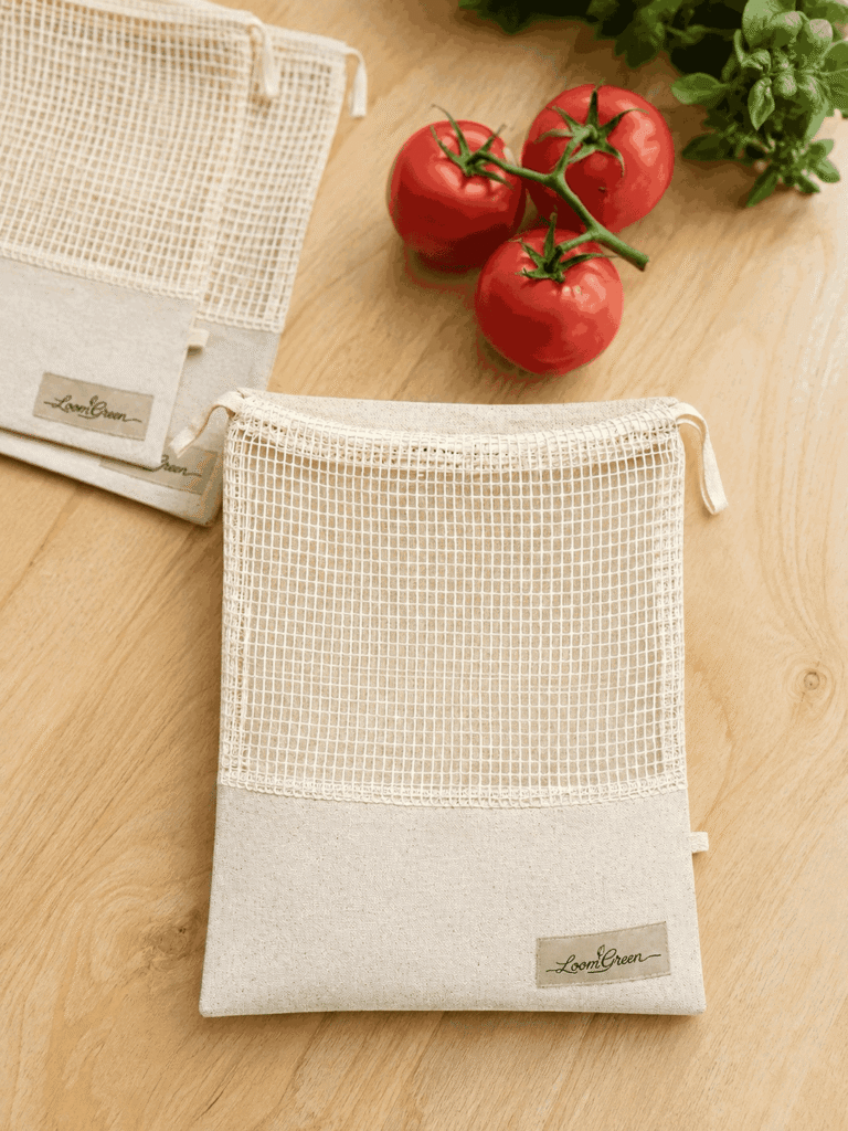 Reusable mesh bags for pantry and produce organization by Loom Green