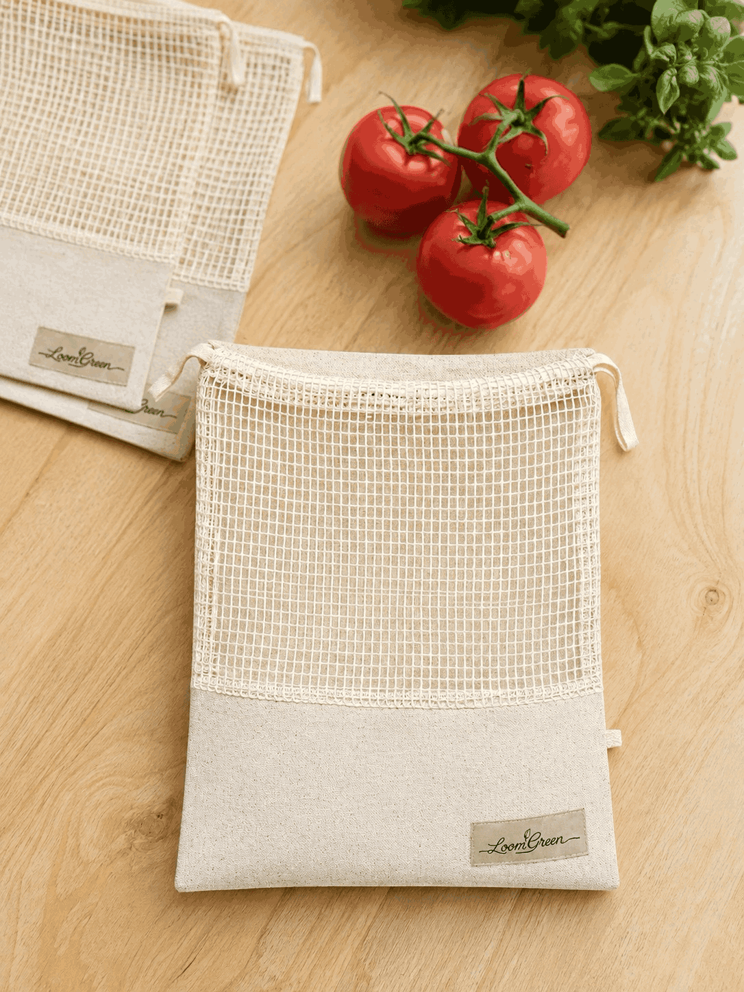 Reusable mesh bags for pantry and produce organization by Loom Green